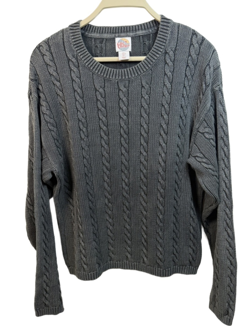 C&C California Charcoal Cable Crewneck Sweater